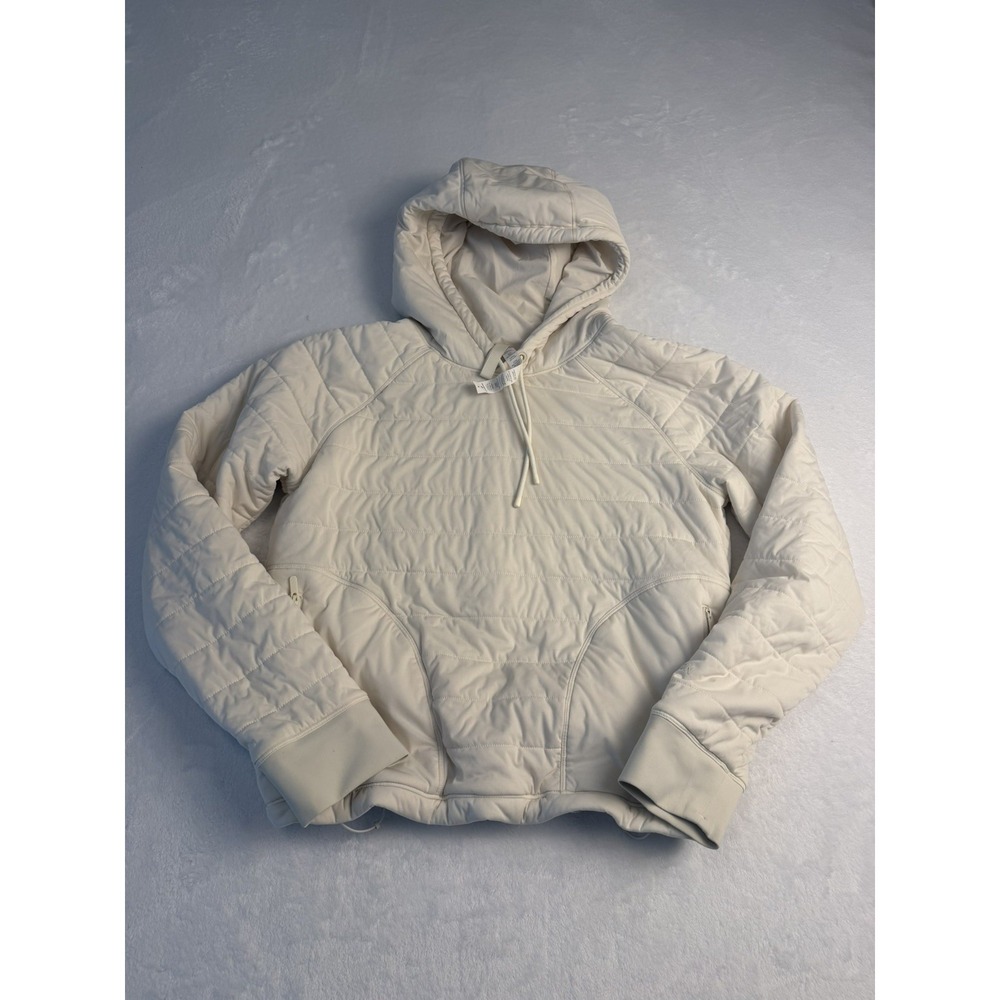 Lululemon Dynamic Movement Hoodie Cream Size 8 Quilted Pullover Jacket Thumbhole